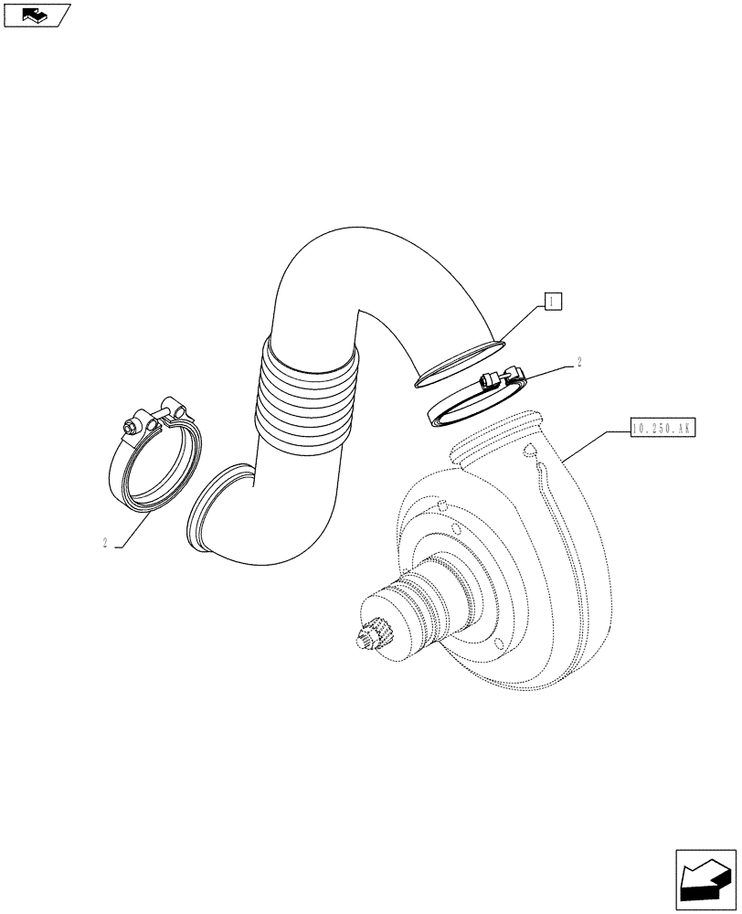 Схема запчастей Case IH F3CE0684E E920 - (10.250.AJ) - TURBOCHARGER LINE (10) - ENGINE