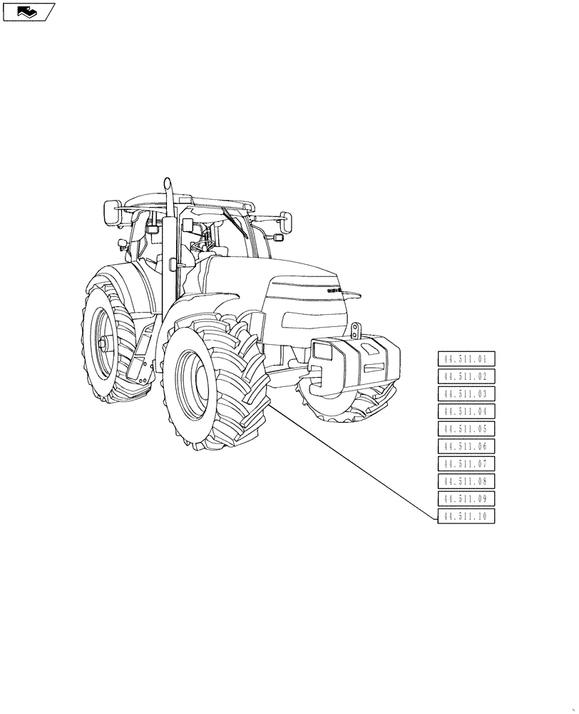 Схема запчастей Case IH PUMA 145 - (44.000.00[01]) - PICTORIAL INDEX - AXLE AND WHEELS (44) - WHEELS