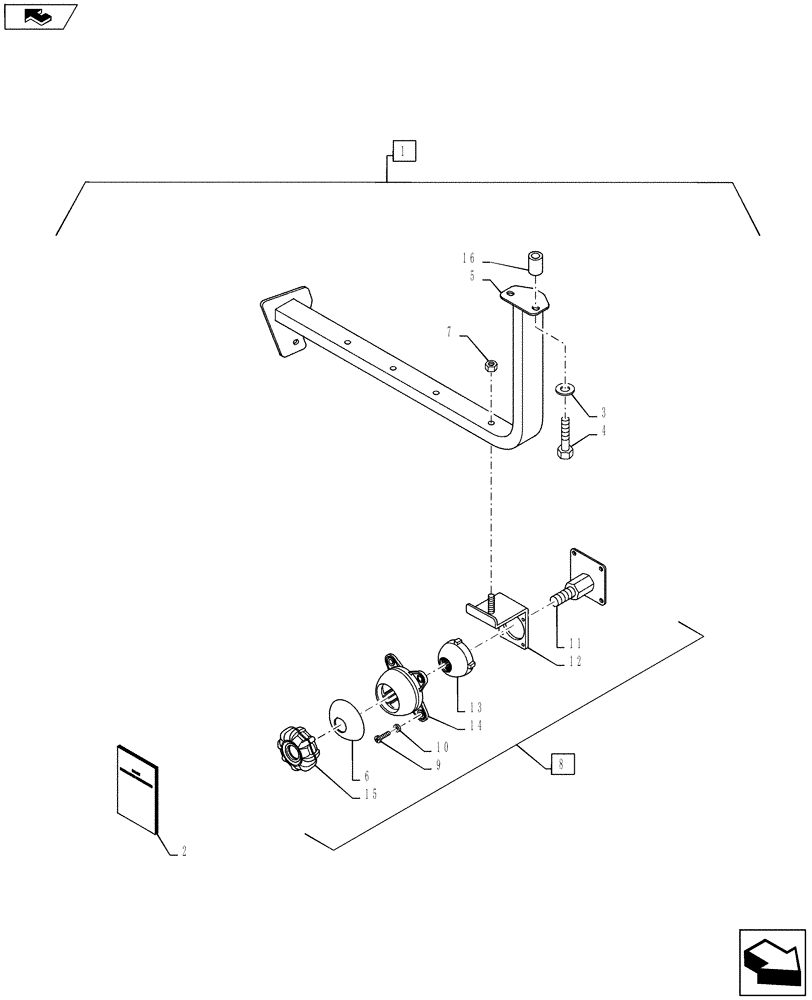 Схема запчастей Case IH PUMA 130 - (88.055.09) - DIA KIT, BRACKET FOR MOUNTING EQUIPMENT MONITORS (88) - ACCESSORIES