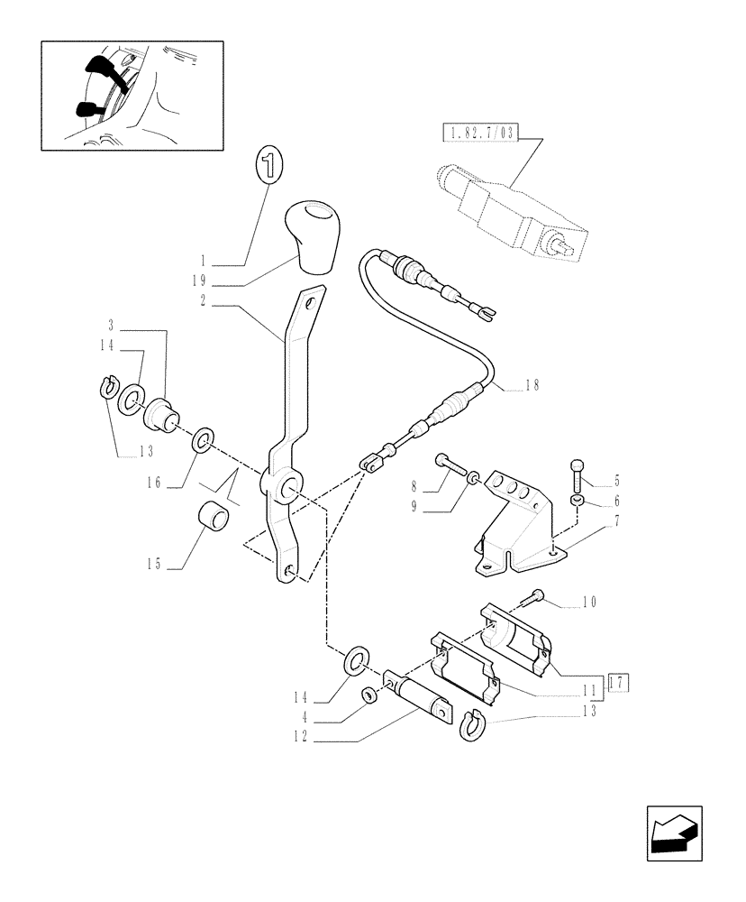 Схема запчастей Case IH JX1085C - (1.92.82/02) - (VAR.026) 1 REAR REMOTE VALVE FOR MID-MOUNT AND EDC - LEVER AND KNOB (10) - OPERATORS PLATFORM/CAB