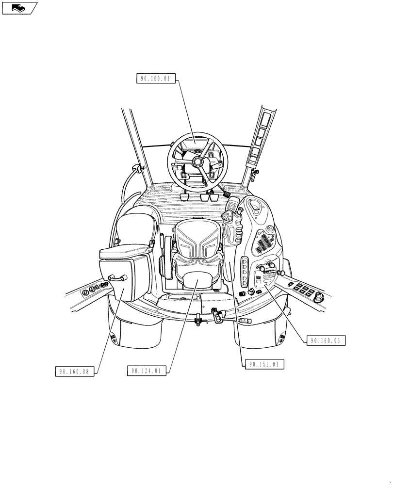 Схема запчастей Case IH PUMA 145 - (90.000.00[03]) - PICTORIAL INDEX - PLATFORM, CAB, BODYWORK AND DECALS (90) - PLATFORM, CAB, BODYWORK AND DECALS