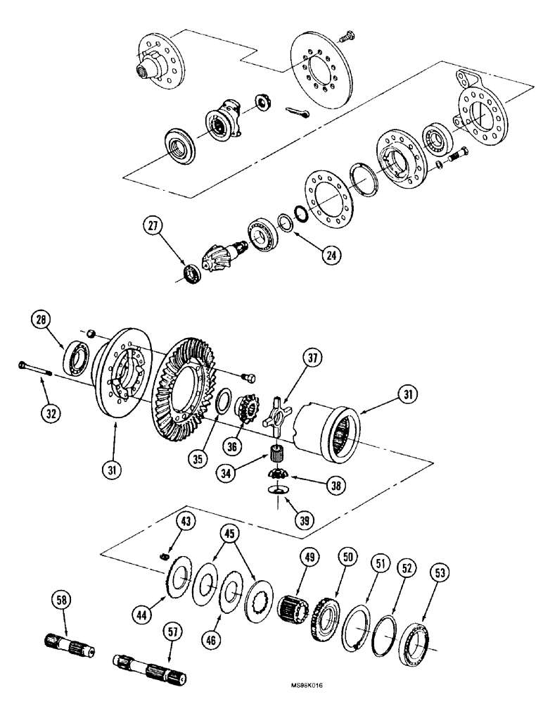 Схема запчастей Case IH 9350 - (6-196) - BAR AXLE ASSEMBLY, DIFFERENTIAL WITH AND WITHOUT LIMITED SLIP, (CONT) (06) - POWER TRAIN