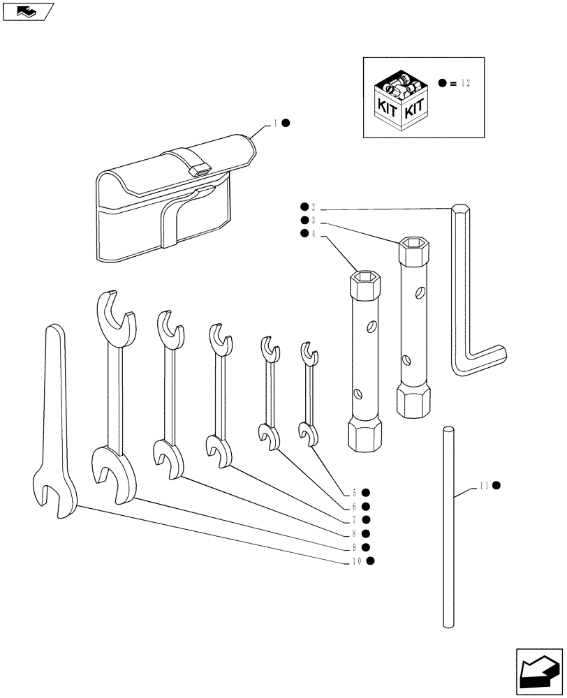 Схема запчастей Case IH PUMA 130 - (88.100.02) - VAR - 330996 - TOOL KIT (88) - ACCESSORIES