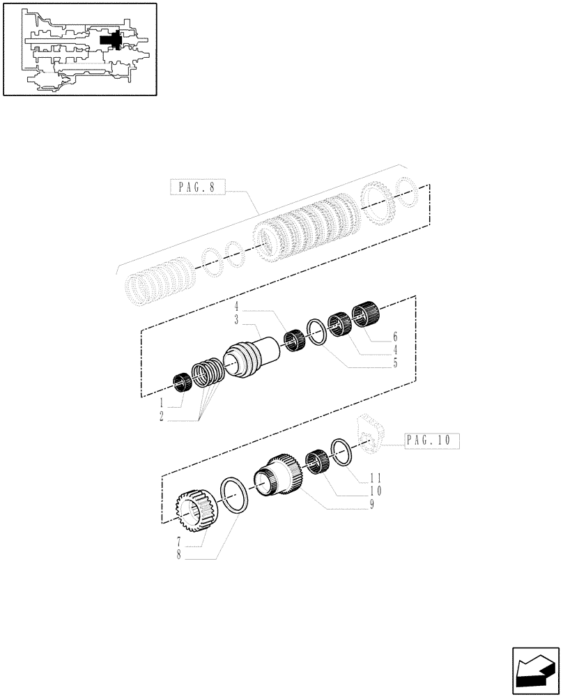 Схема запчастей Case IH MXU115 - (1.28.1/03[09]) - (VAR.129) 16X16 (SPS) GEARBOX - FAST RANGE GEAR (03) - TRANSMISSION