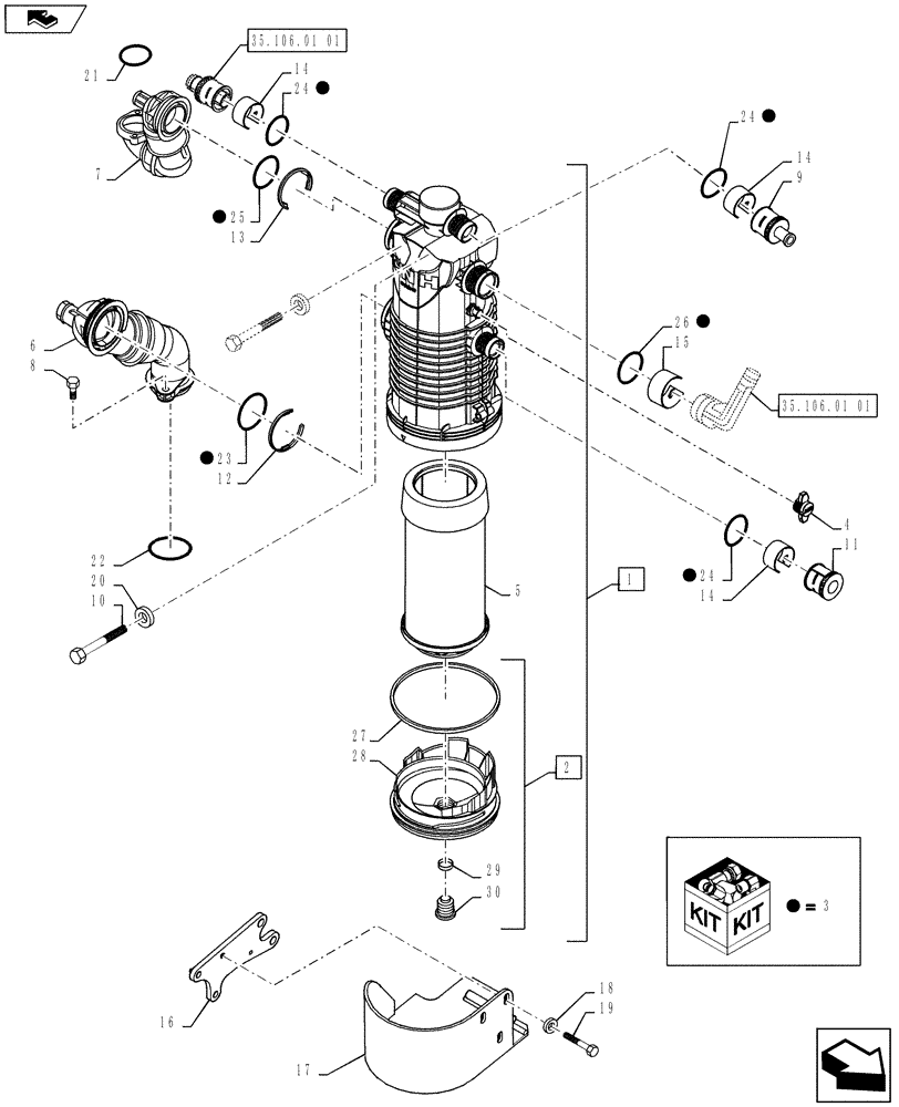 Схема запчастей Case IH PUMA 130 - (35.300.01) - PUMPS FOR HYDRAULIC SYSTEM AND LIFT - OIL FILTER (35) - HYDRAULIC SYSTEMS