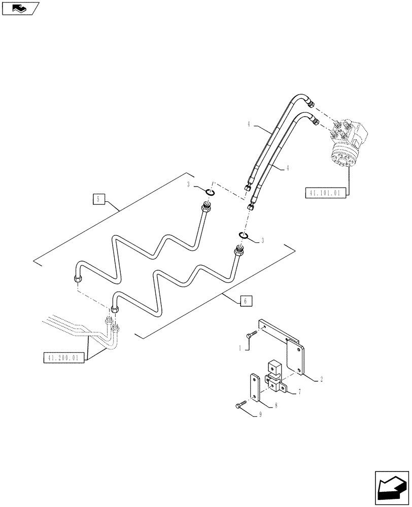 Схема запчастей Case IH PUMA 130 - (41.200.05) - POWER STEERING DELIVERY AND RETURN PIPES (41) - STEERING