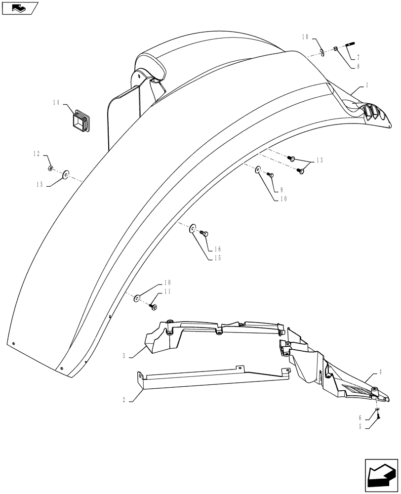 Схема запчастей Case IH PUMA 130 - (90.116.06) - VAR - 330518, 330519, 743707, 743708 - WIDE REAR FENDERS - FENDERS AND SUPPORTS (90) - PLATFORM, CAB, BODYWORK AND DECALS