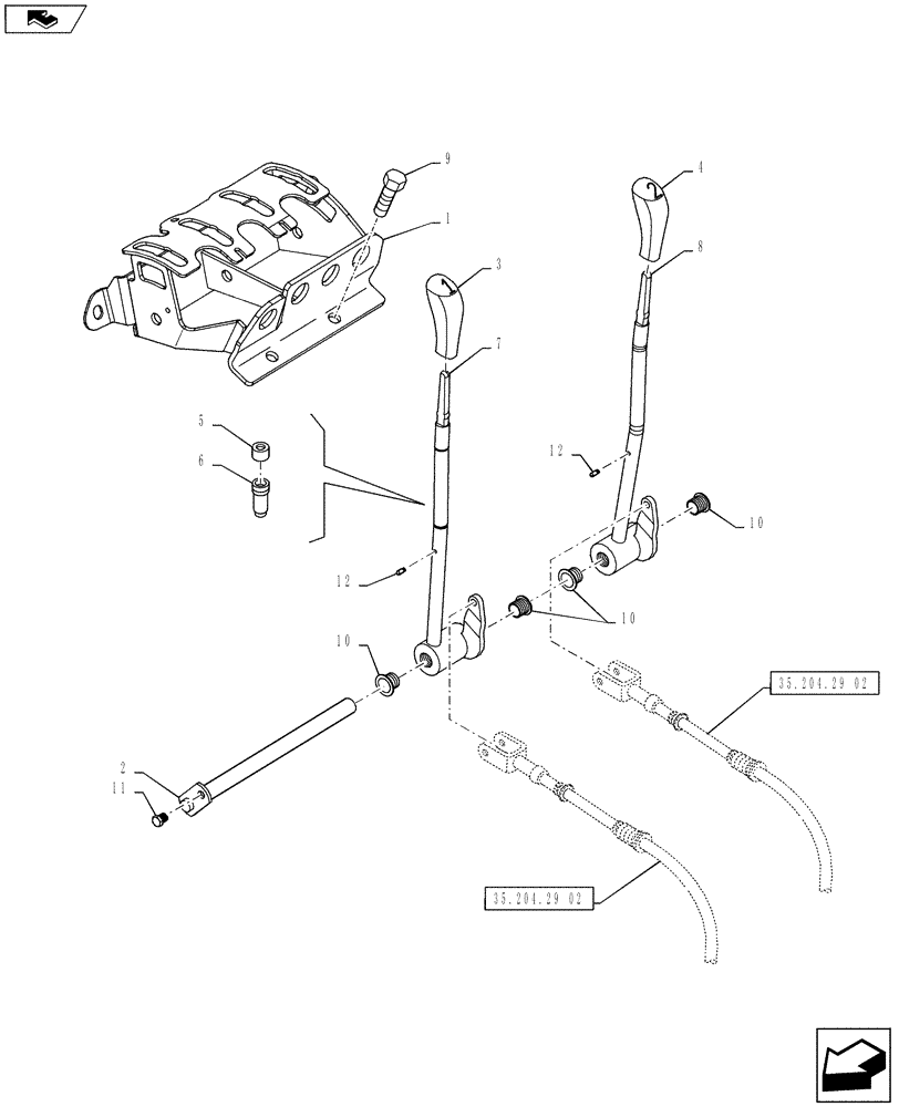 Схема запчастей Case IH PUMA 160 - (35.204.29[01]) - 2 LEVER - REAR CONTROLS (35) - HYDRAULIC SYSTEMS