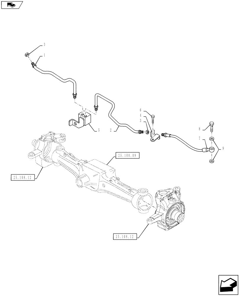 Схема запчастей Case IH PUMA 130 - (33.204.02[01]) - VAR - 330426 - CL.4 FRONT AXLE - BRAKE LINES (33) - BRAKES & CONTROLS