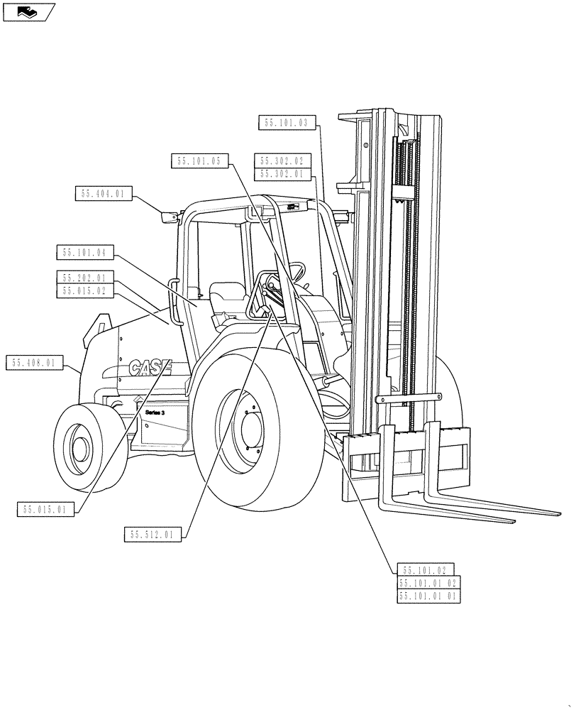 Схема запчастей Case IH 586H - (00.000.55) - PICTORIAL INDEX, ELECTRICAL SYSTEMS (00) - GENERAL & PICTORIAL INDEX