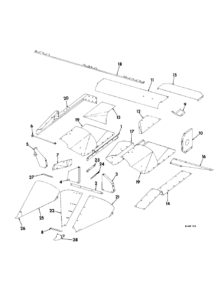 Схема запчастей Case IH 429 - (B-18) - GATHERER SHIELDS AND DIVIDER (58) - ATTACHMENTS/HEADERS