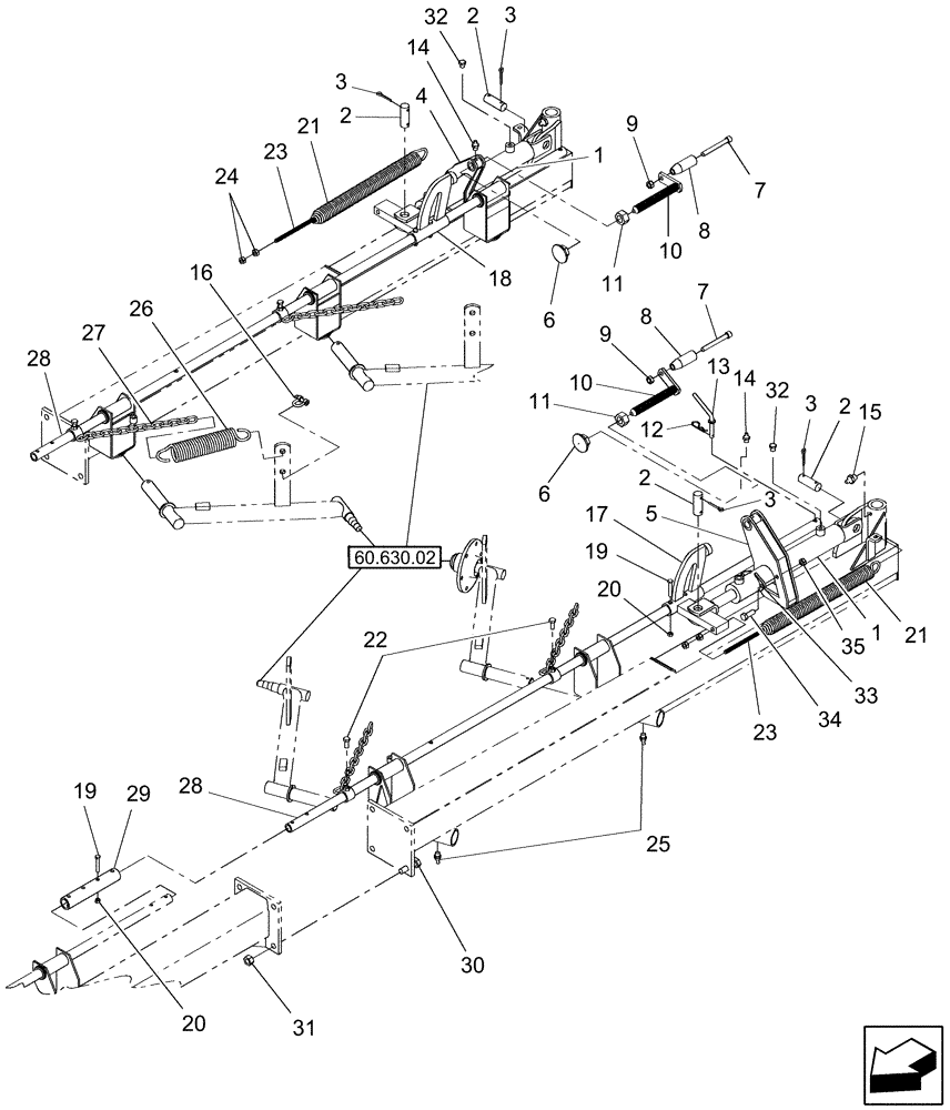 Схема запчастей Case IH WRX301 - (60.630.01) - REAR LIFT LINKAGE, RAKE WHEELS (60) - PRODUCT FEEDING