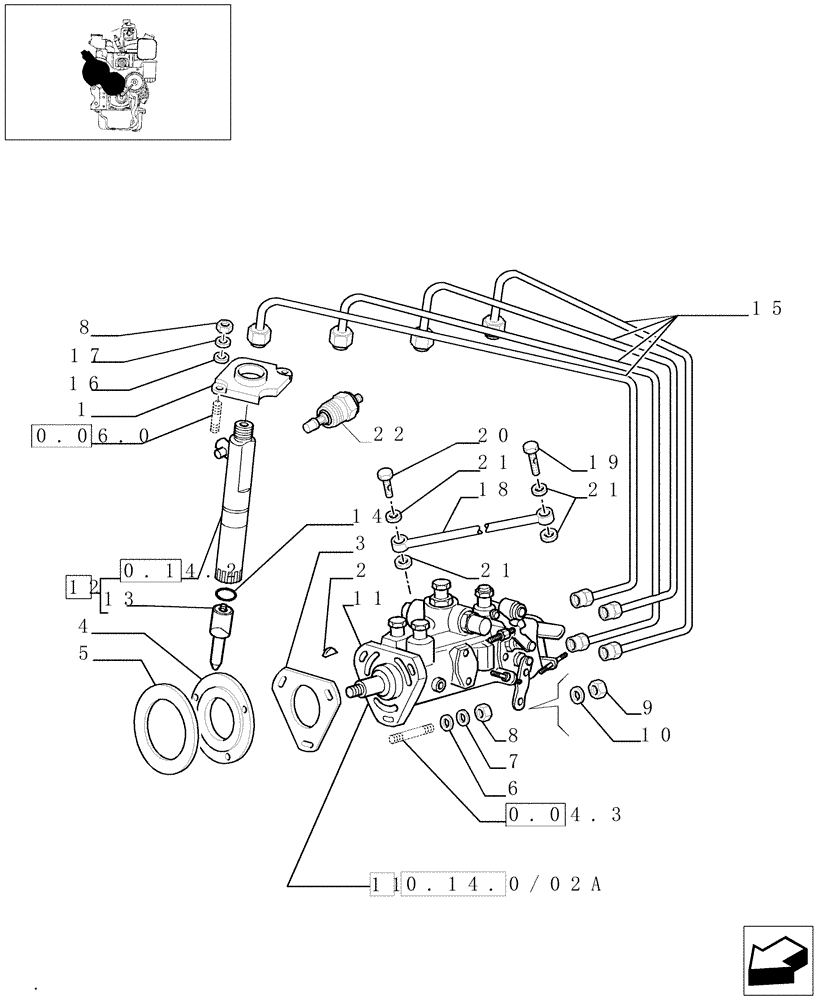 Схема запчастей Case IH JX95 - (0.14.0/02[01]) - FUEL INJECTION PUMP ASSEMBLY (BEFORE S/N 13286) (01) - ENGINE