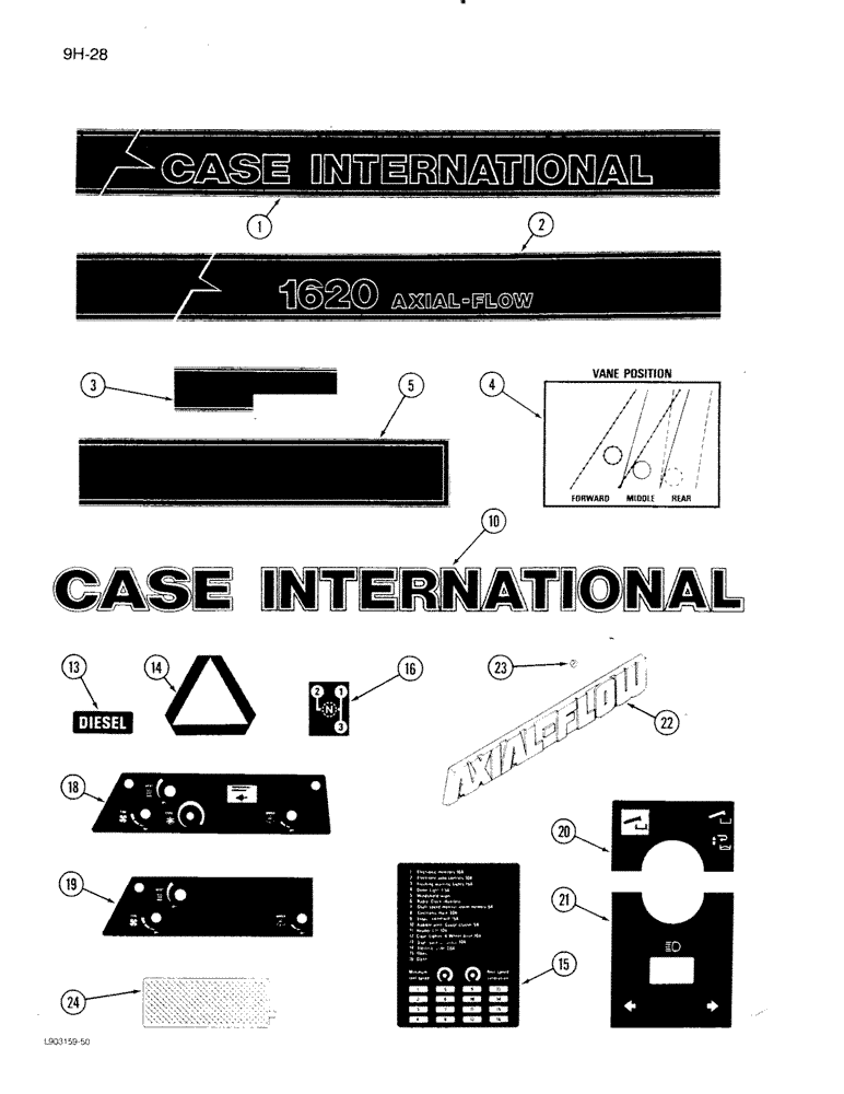 Схема запчастей Case IH 1620 - (9H-28) - DECALS, COMBINE (12) - CHASSIS