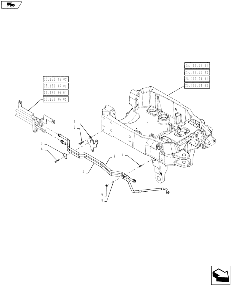 Схема запчастей Case IH PUMA 145 - (35.160.07) - VAR - 333648, 334648, 335648, 336831, 337831 - FRONT HPL - HYDRAULIC LIFT TUBES (35) - HYDRAULIC SYSTEMS