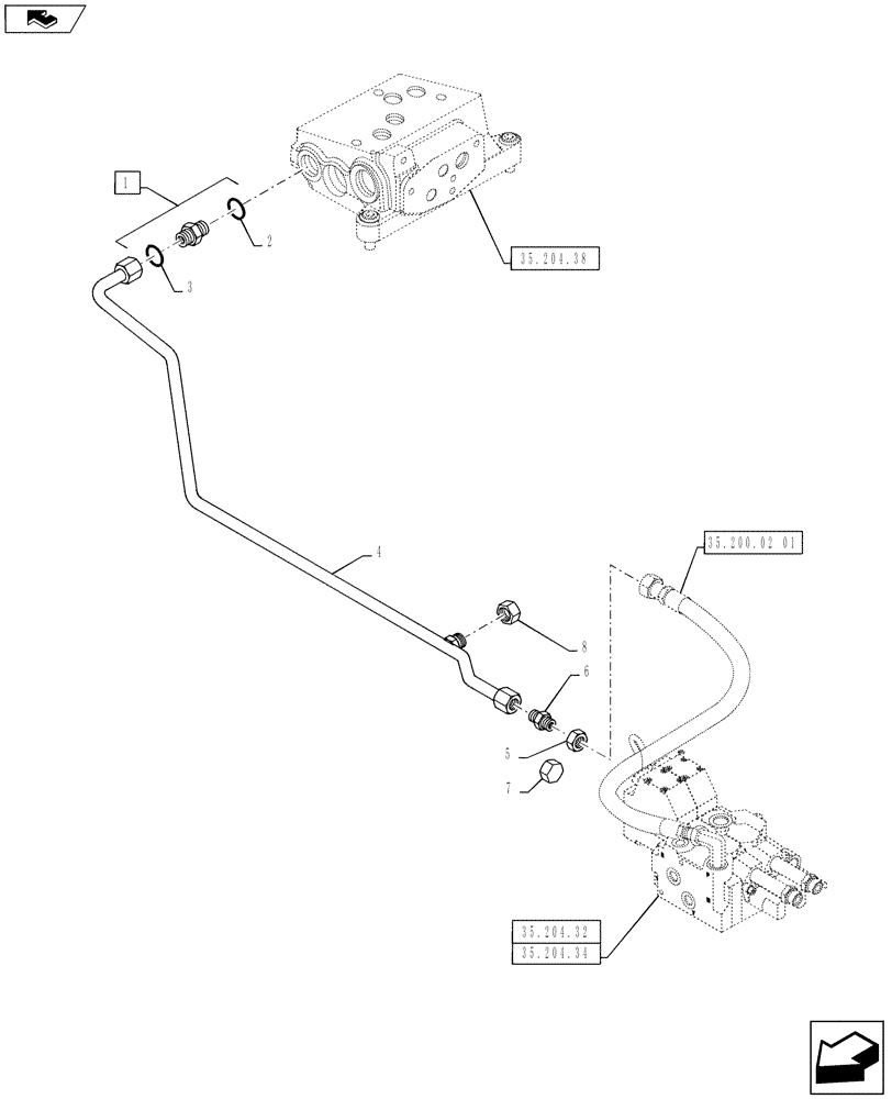 Схема запчастей Case IH PUMA 130 - (35.200.02[02]) - VAR - 743689, 330560, 333560, 743690, 330561, 333561 - ELECTRONIC MID MOUNTED VALVES - LINES (35) - HYDRAULIC SYSTEMS