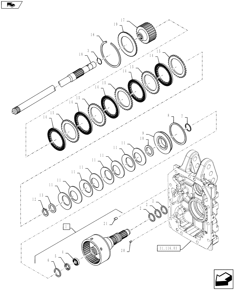 Схема запчастей Case IH PUMA 145 - (31.116.06) - VAR - 390801, 332801, 330801, 332805, 330800 - PTO CLUTCH - CLUTCH & DISC ASSY (31) - IMPLEMENT POWER TAKE OFF