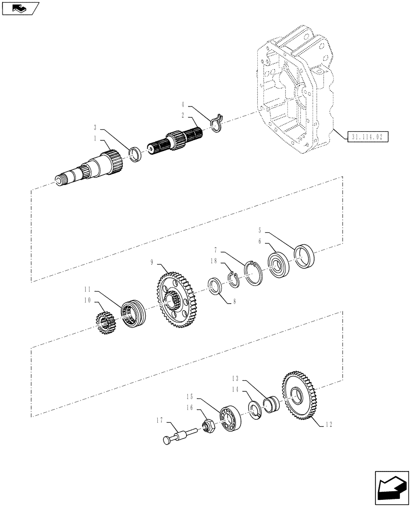 Схема запчастей Case IH PUMA 145 - (31.114.01) - VAR - 330800 - PTO 540/1000 RPM - GEARS & SHAFTS - W/ REVERSIBLE SHAFT (31) - IMPLEMENT POWER TAKE OFF