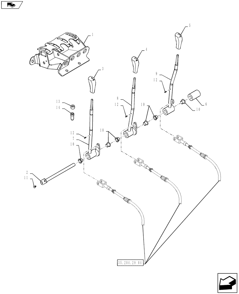 Схема запчастей Case IH PUMA 145 - (35.204.29[03]) - VAR - 743741, 333844 - 3 LEVER REAR CONTROL (35) - HYDRAULIC SYSTEMS