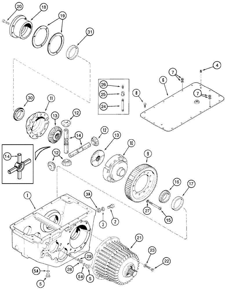 Схема запчастей Case IH 2388 - (06-23) - TRANSMISSION ASSY - HOUSING AND DIFFERENTIAL (03) - POWER TRAIN