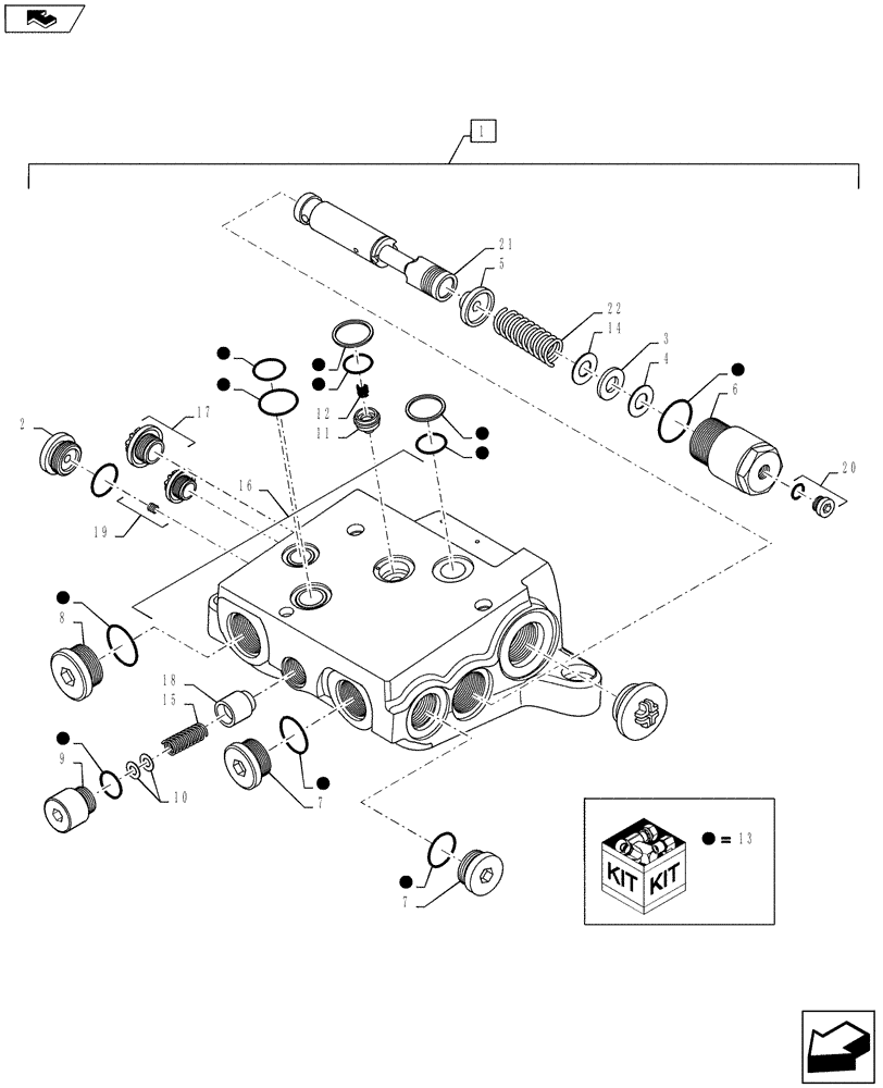 Схема запчастей Case IH PUMA 145 - (35.204.38) - LOW INCOMING HYDRAULIC VALVE - BREAKDOWN (35) - HYDRAULIC SYSTEMS