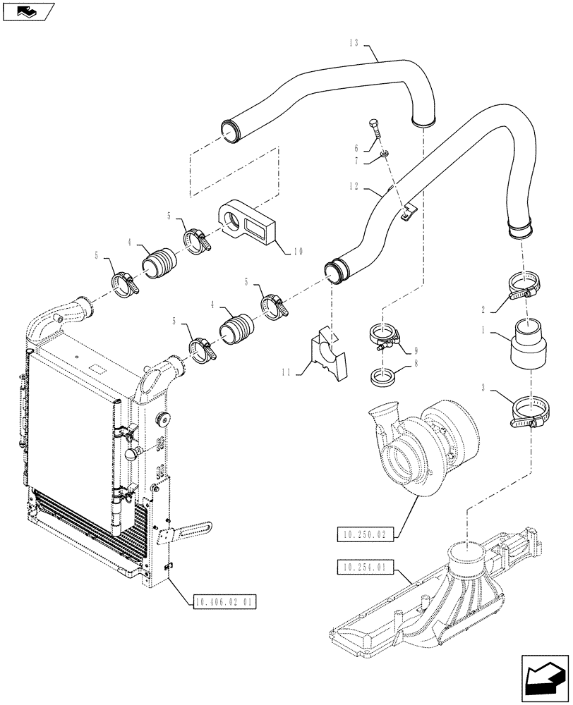 Схема запчастей Case IH PUMA 160 - (10.408.02) - INTERCOOLER AND CONDENSER - PIPES (10) - ENGINE