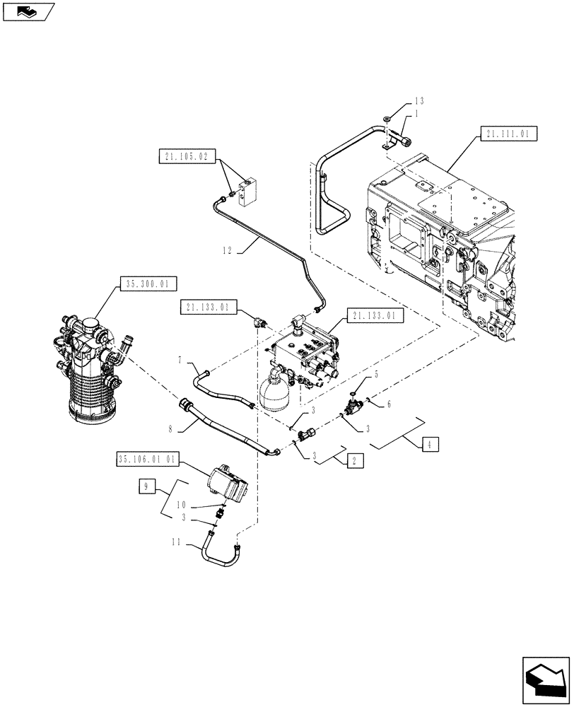 Схема запчастей Case IH PUMA 145 - (21.103.01[01]) - VAR - 390283 - SPS - TRANSMISSION LUBRICATION LINES - C7070 (21) - TRANSMISSION