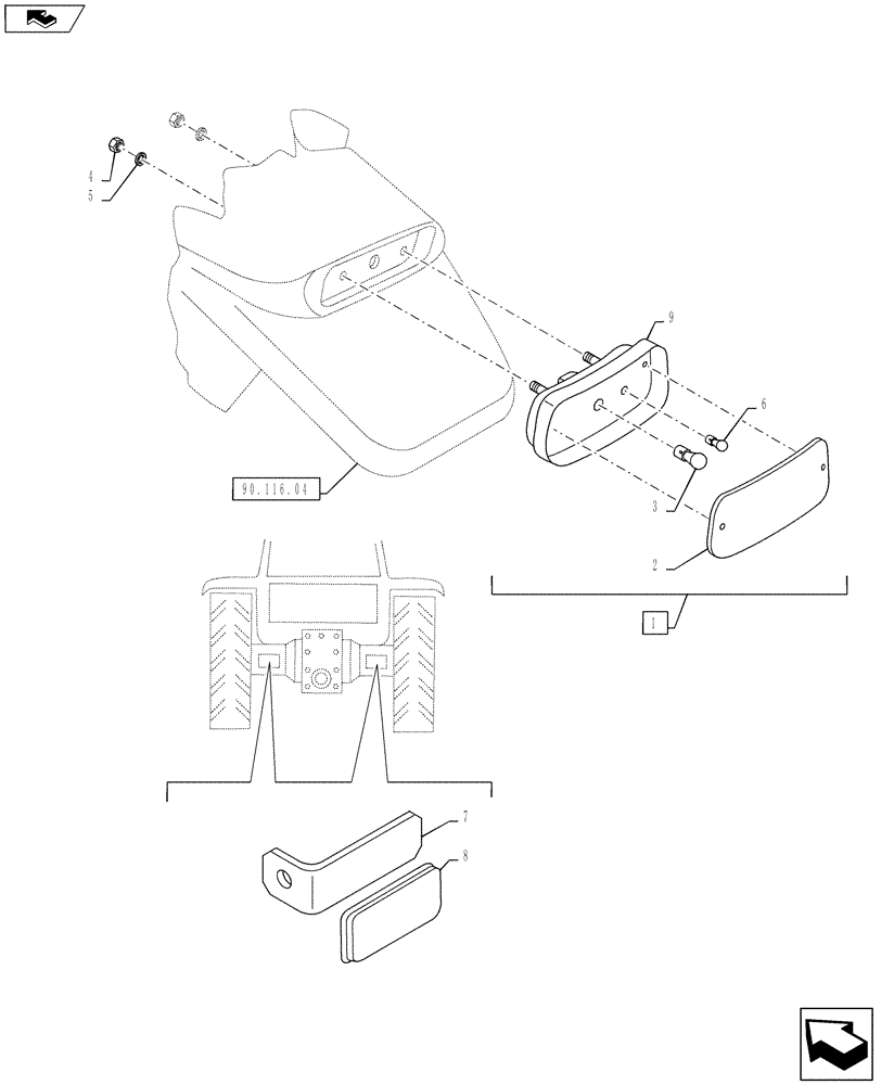 Схема запчастей Case IH PUMA 130 - (55.404.07) - VAR - 743726, 330007, 335007, 336007 - REAR COMBINATION LAMPS (55) - ELECTRICAL SYSTEMS