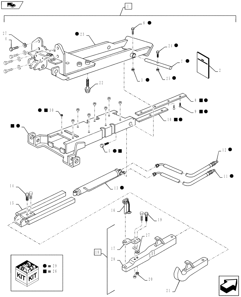 Схема запчастей Case IH PUMA 130 - (88.037.06[01]) - DIA KIT, AUTOMATIC PICK UP HITCH WITH HYDR PUSH BACK (88) - ACCESSORIES