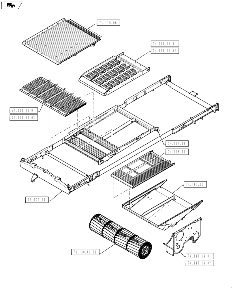 Схема запчастей Case IH 7230 - (00.000.74[01]) - PICTORIAL INDEX - CLEANING SHOE (00) - GENERAL & PICTORIAL INDEX