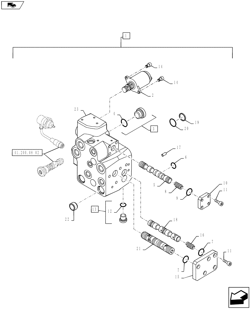 Схема запчастей Case IH PUMA 130 - (41.200.08[01]) - STEERING VALVE - BREAKDOWN - C9026 (41) - STEERING