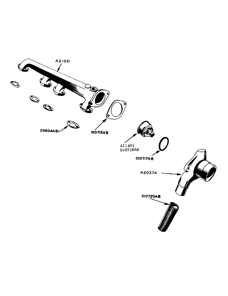 Схема запчастей Case IH 800 - (237) - THERMOSTAT AND WATER MANIFOLD (10) - ENGINE