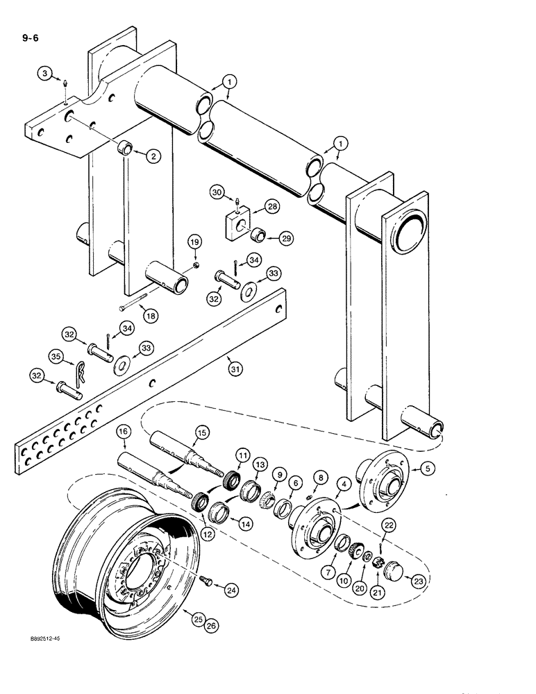 Схема запчастей Case IH 780 - (9-06) - TRANSPORT LIFT AXLE, DISK HARROWS WITH NON-FOLDING FRAME (09) - CHASSIS/ATTACHMENTS