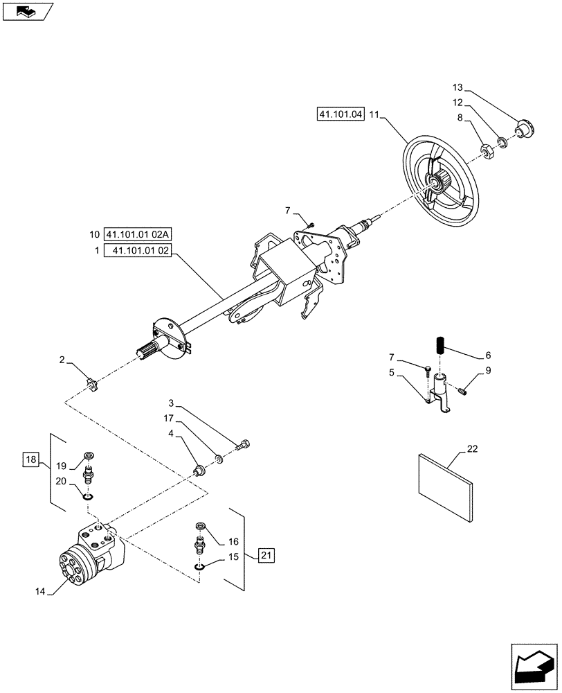 Схема запчастей Case IH PUMA 130 - (41.101.02) - VAR - 330631, 336631, 743723 - FAST STEERING - STEERING COLUMN (41) - STEERING