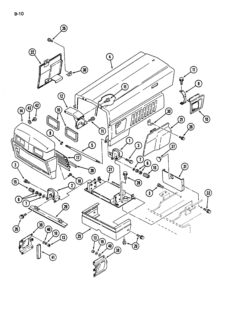 Схема запчастей Case IH 245 - (9-10) - HOOD, PANELS, GRILLE AND SUPPORTS (09) - CHASSIS/ATTACHMENTS