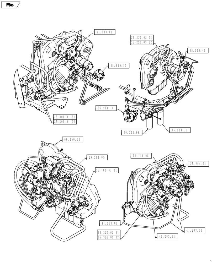 Схема запчастей Case IH 7230 - (00.000.35) - PICTORIAL INDEX - HYDRAULICS, ENGINE GEARBOX (00) - GENERAL & PICTORIAL INDEX