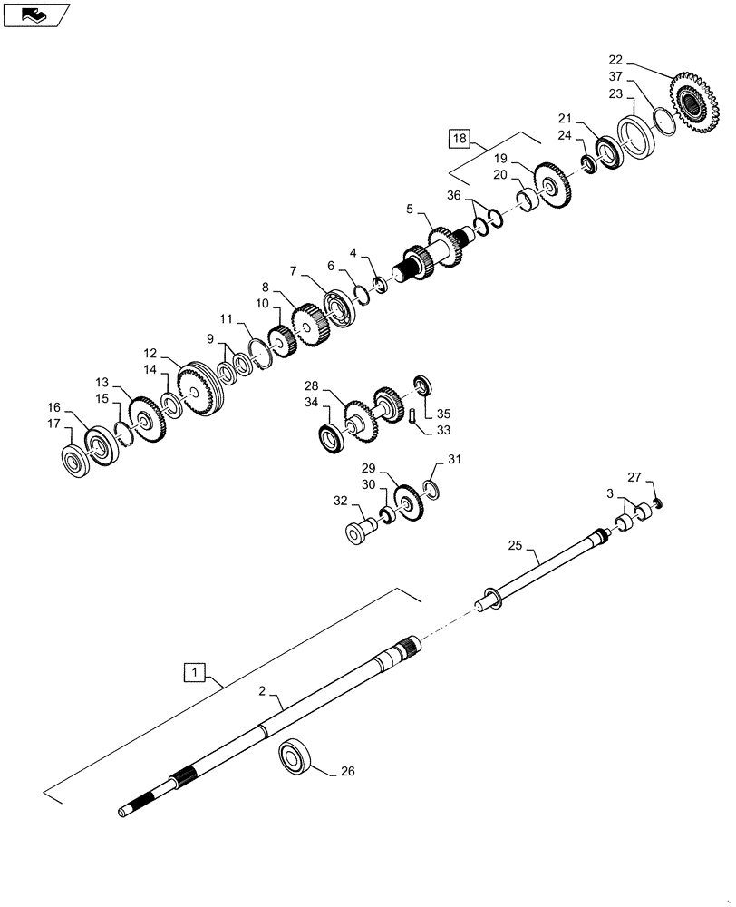 Схема запчастей Case IH FARMALL 55A - (21.140.02[03]) - TRANSMISSIONS AND GEARS-CONSTANT MESH (21) - TRANSMISSION