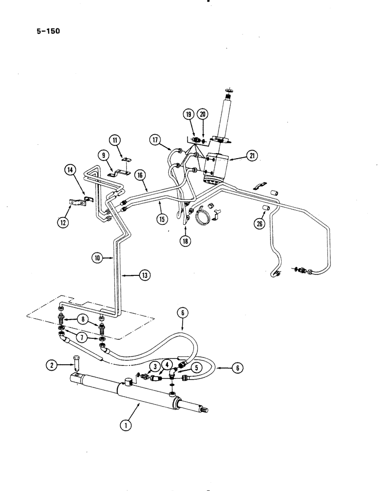 Схема запчастей Case IH 485 - (5-150) - POWER STEERING AND HEAVY DUTY FRONT AXLE AND FABRICATED BOLSTER, ALL PRIOR TO P.I.N. 18001 (05) - STEERING