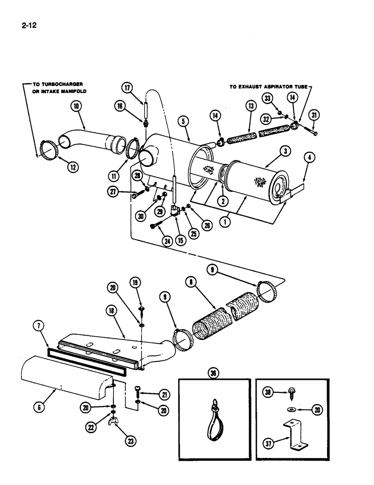 Схема запчастей Case IH 1844 - (2-12) - AIR CLEANER, D466 AND DT466C DIESEL (01) - ENGINE