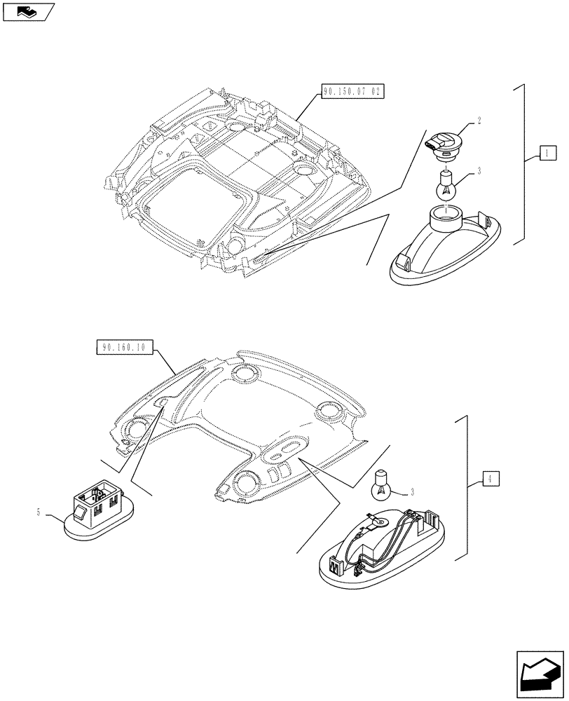 Схема запчастей Case IH PUMA 160 - (55.514.01) - CAB INTERIOR LIGHTS (55) - ELECTRICAL SYSTEMS