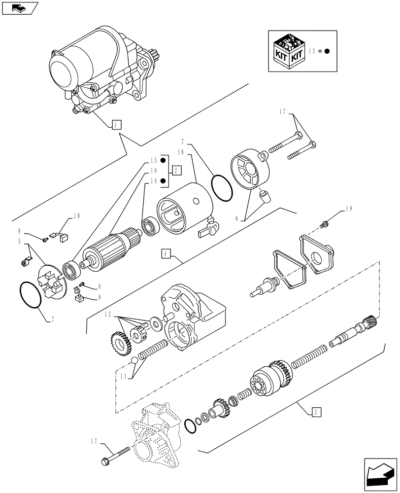 Схема запчастей Case IH F3BE0684J E919 - (55.201.AE[02]) - STARTER MOTOR - COMPONENTS (55) - ELECTRICAL SYSTEMS