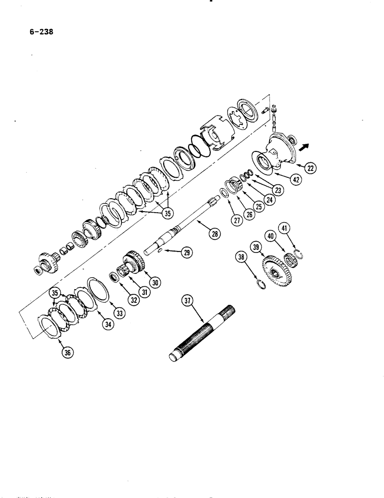 Схема запчастей Case IH 485 - (6-238) - TWO SPEED POWER SHIFT, P.I.N. 18001 AND AFTER (CONTD) (06) - POWER TRAIN