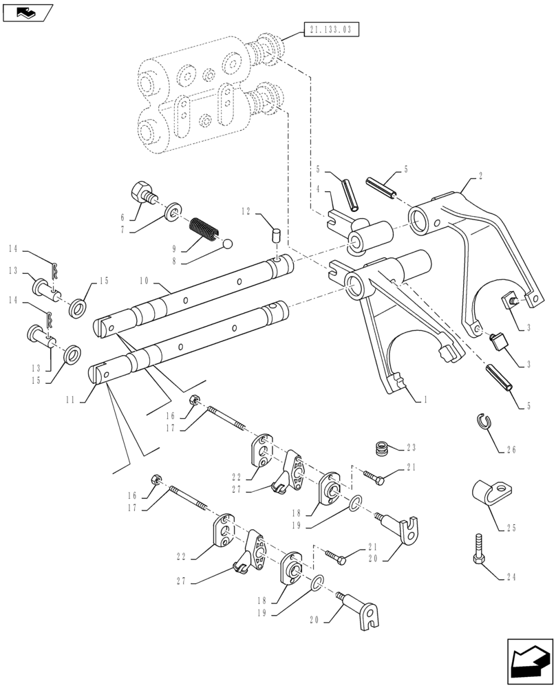 Схема запчастей Case IH PUMA 130 - (21.152.01) - VAR - 390283 - SPS - TRANSMISSION FORKS (21) - TRANSMISSION