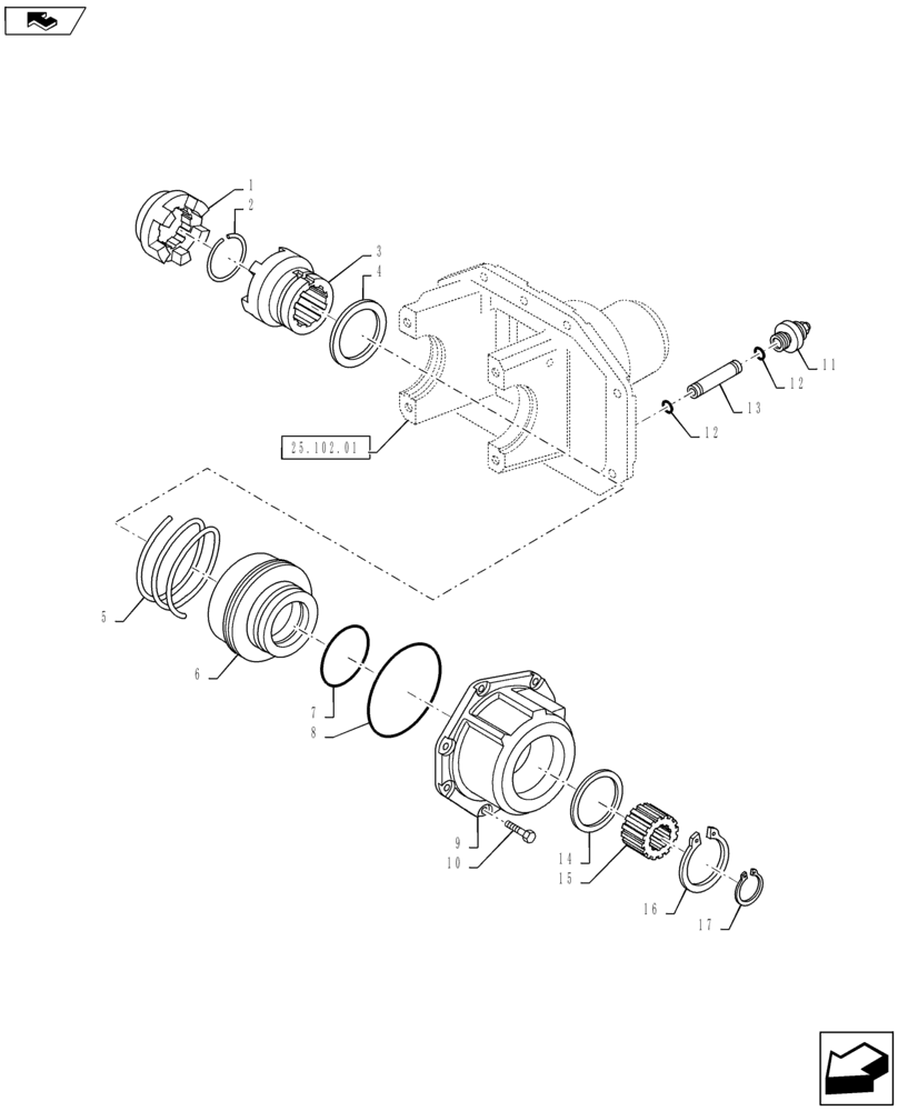 Схема запчастей Case IH PUMA 130 - (25.102.09) - VAR - 390409 - CL.3 STANDARD FRONT AXLE - DIFFERENTIAL LOCK (25) - FRONT AXLE SYSTEM