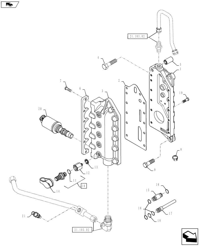 Схема запчастей Case IH PUMA 130 - (21.133.05) - VAR - 390283 - SPS TRANSMISSION DISTRIBUTOR AND RELATED PARTS (21) - TRANSMISSION