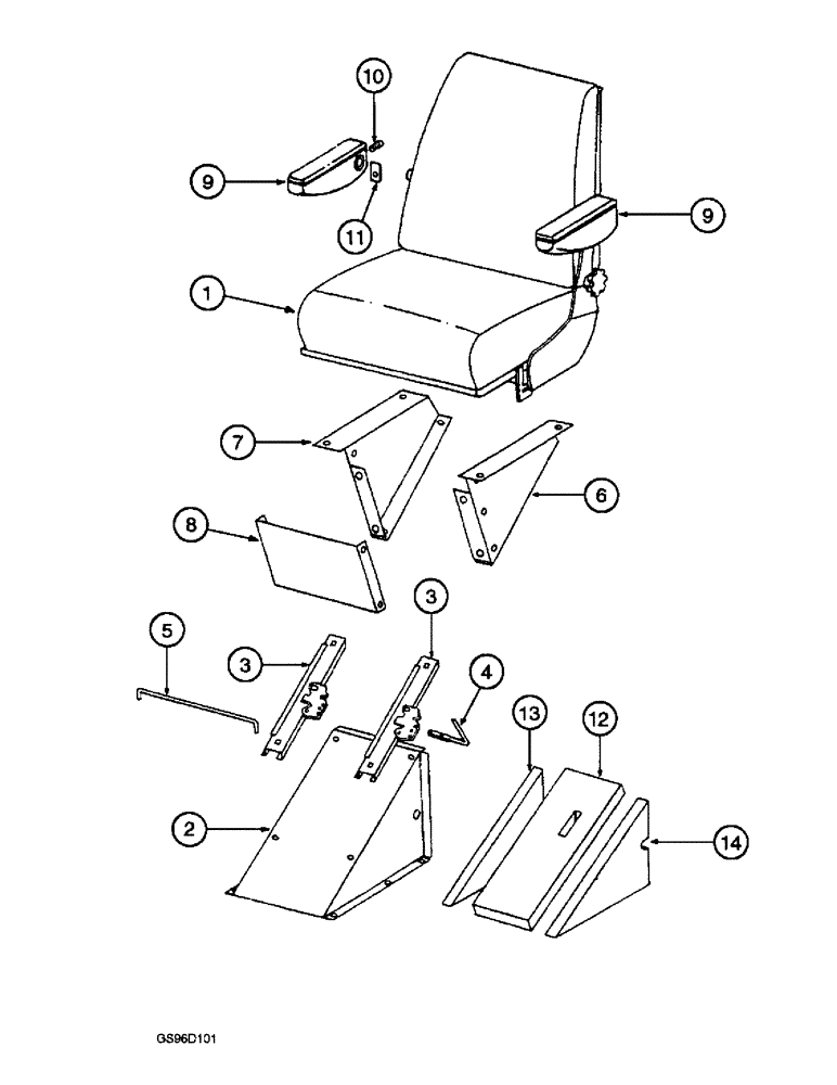 Схема запчастей Case IH 1400 - (9D-04) - OPERATOR SEAT AND SUPPORTS (10) - CAB & AIR CONDITIONING