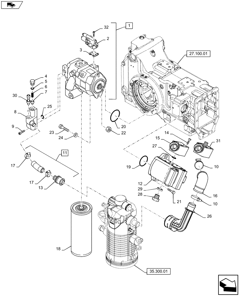 Схема запчастей Case IH PUMA 160 - (35.106.01[01]) - HYDRAULIC PUMP (35) - HYDRAULIC SYSTEMS