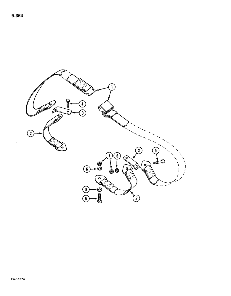 Схема запчастей Case IH 385 - (9-364) - SEAT BELT, WITHOUT CAB (09) - CHASSIS/ATTACHMENTS