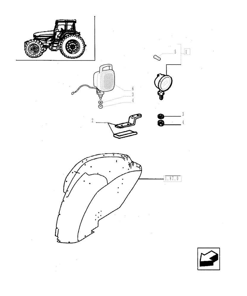 Схема запчастей Case IH JX80 - (1.75.5[01]) - (VAR.767) WORKLAMPS (06) - ELECTRICAL SYSTEMS