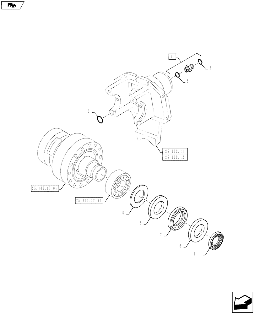 Схема запчастей Case IH PUMA 145 - (25.102.17[02]) - VAR - 330408, 330429, 330430, 390408, 330426 - CL.4 FRONT AXLE - DIFFERENTIAL (25) - FRONT AXLE SYSTEM